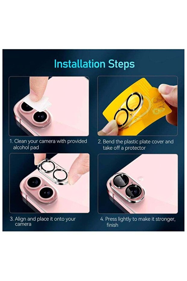 Apple iPhone 16 For Camera Lens Ring Screen Protector - Clear - 4