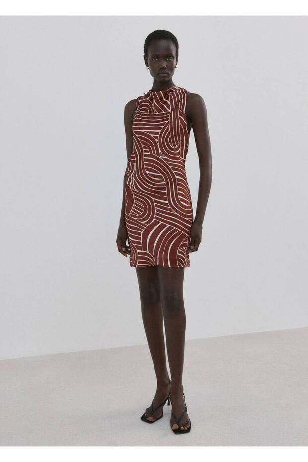 Geometrik desenli elbise - 2