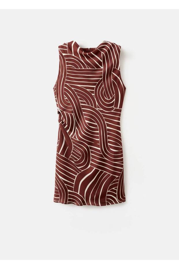 Geometrik desenli elbise - 3