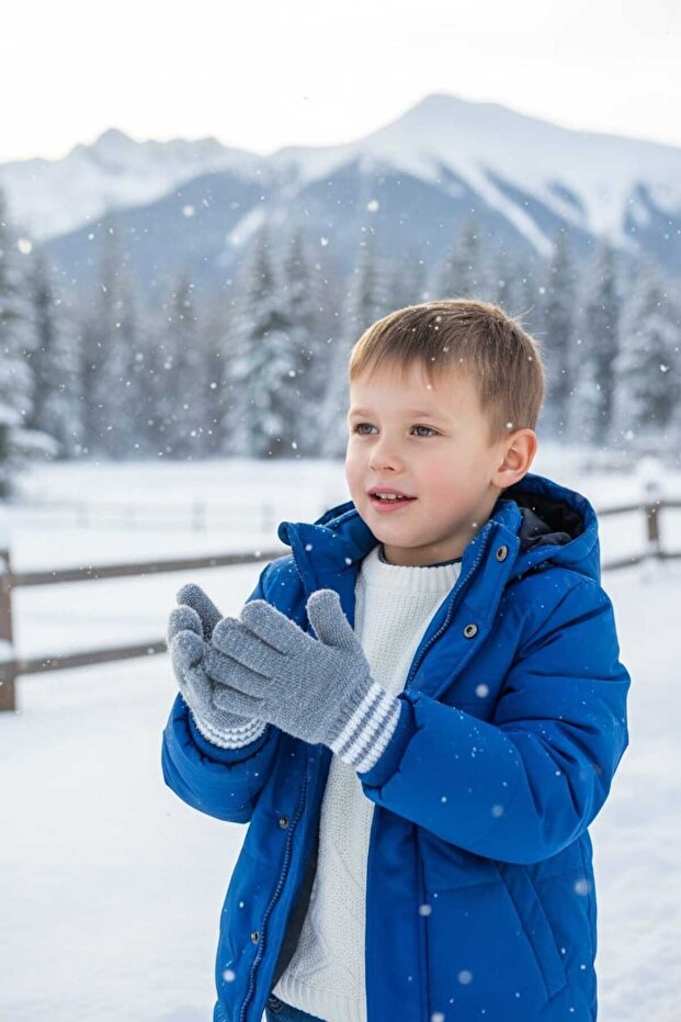 Boy's Gloves Gray 3-7 Years Old Children's Gloves