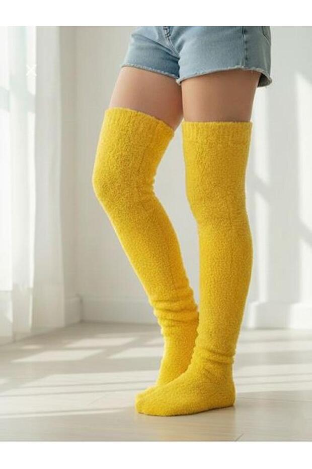 Wellsoft Plush Over-The-Knee Home Socks | Double-Sided Ultra Soft Sleep & Slippers Socks