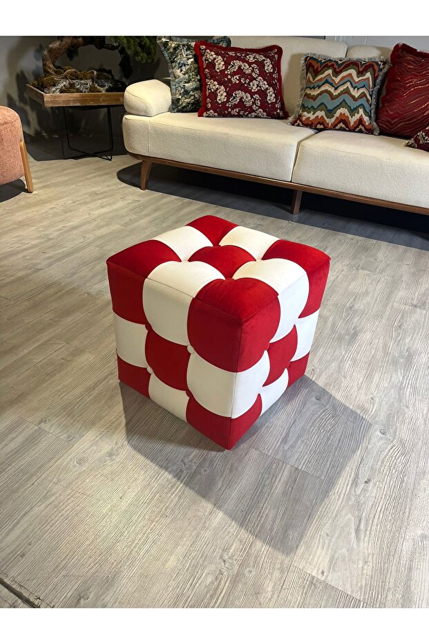 Kırmızı Patchwork puf - 3