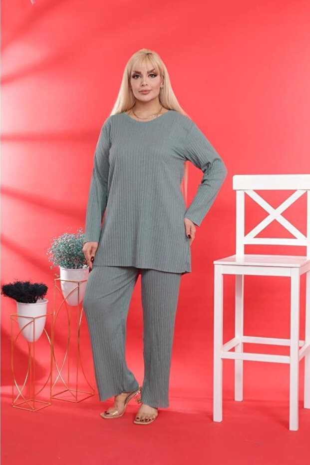 Wide Fit Mother's Set Winter Long Sleeve Plus Size Pajamas Set Two-Piece Set