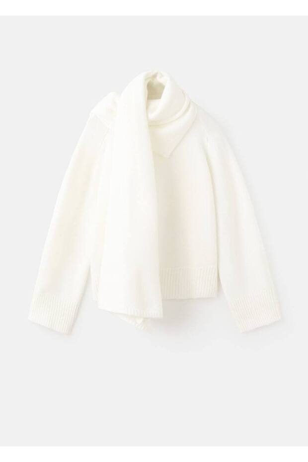 Fularlı triko kazak - 3