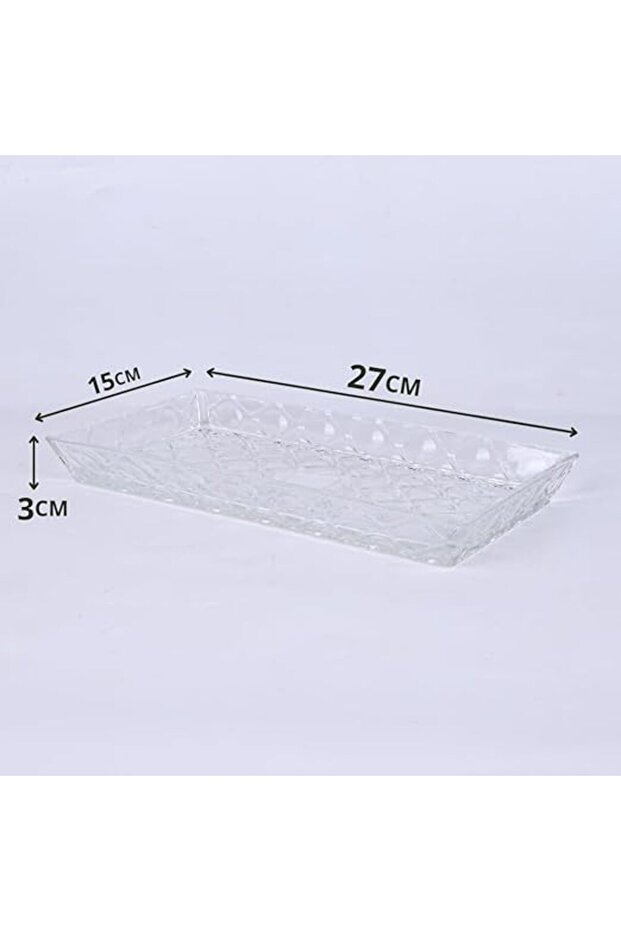 طبق تقديم زجاجي مستطيل الشكل 27 × 15 سم - 2