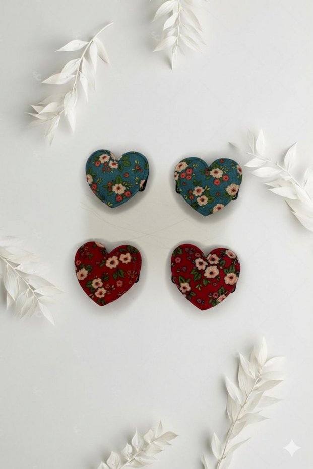 Hairless Baby Hair Clip Set of 4 with Heart Figure