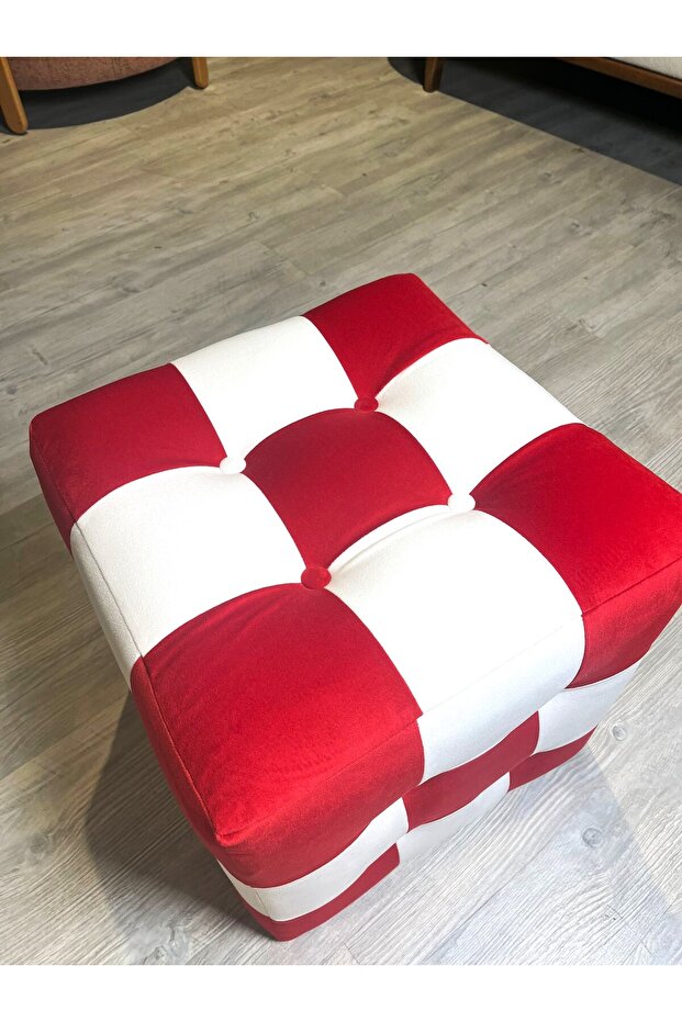 Kırmızı Patchwork puf - 4