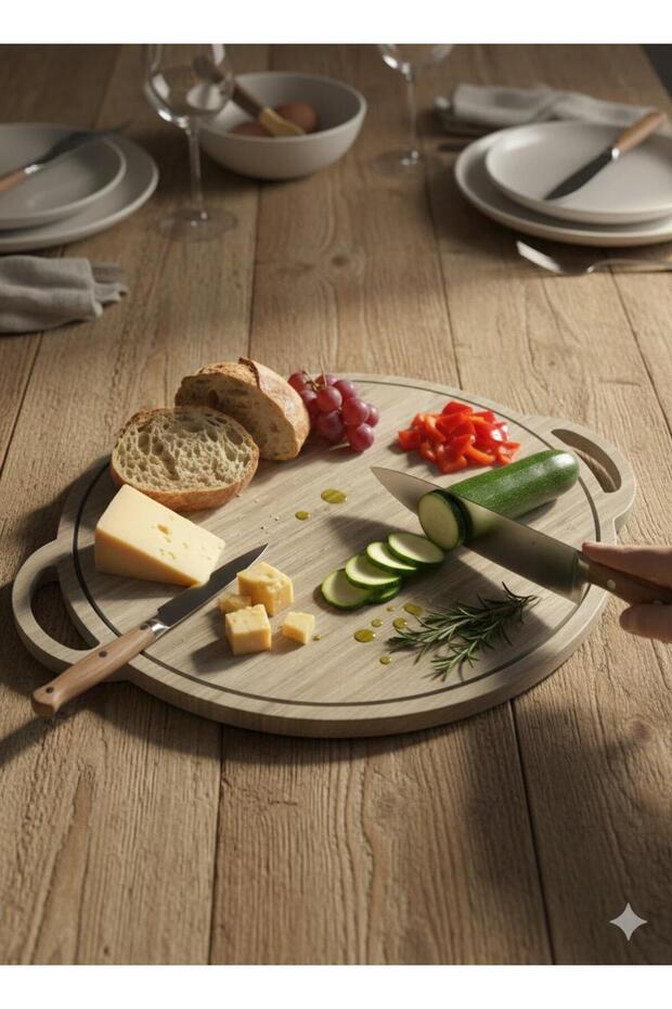 Modern Design Wooden Cutting Board with Handle, Chopping Board, Serving Board and Presentation Board, Pizza Serving Plate
