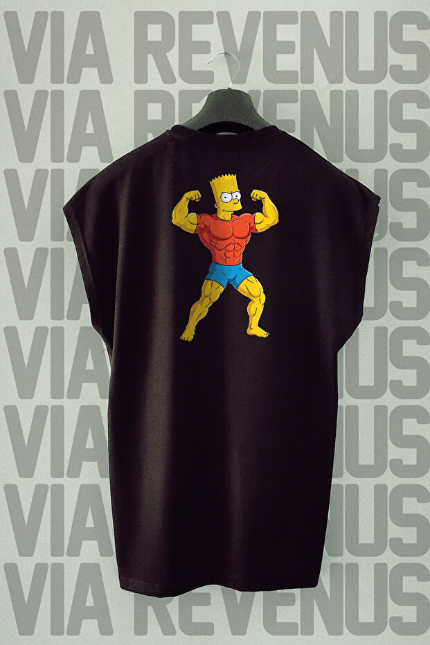 Gym Simpsons Back Printed Zero Sleeve 100% Cotton Sports Tshirt