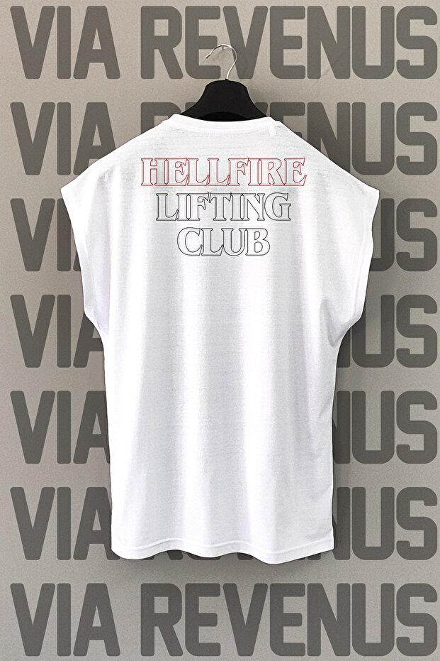 Hellfire Lifting Club Back Printed Zero Sleeve 100% Cotton Sport Tshirt