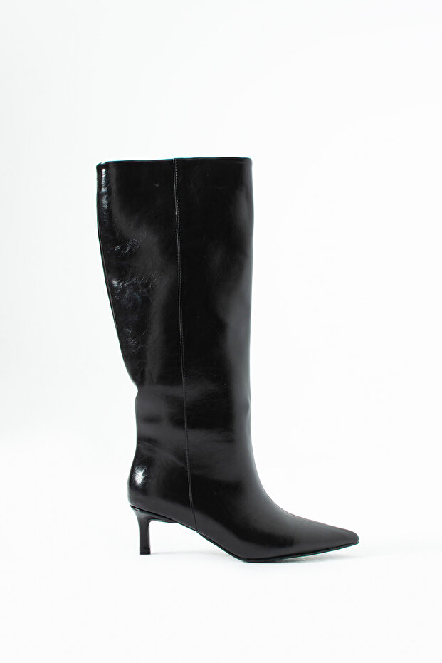 Angelina Black Rustic Heeled Boots