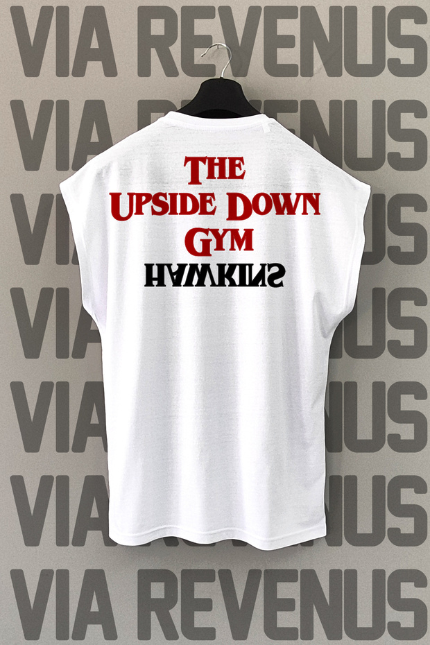 The Upside down Gym Back Printed Zero Sleeve 100% Cotton Sports Tshirt