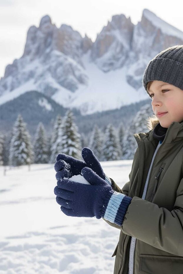 Navy Blue Boys' Gloves Waiter Size 7-12 Years