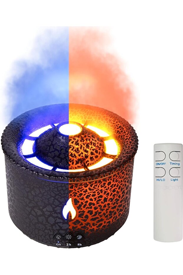 موزع روائح على شكل بركان اللهب سعة 300 مل، موزع زيوت عطرية بالموجات فوق الصوتية - 1