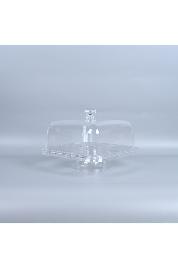 أطباق كيك مربعة شفافة من الأكريليك - 1