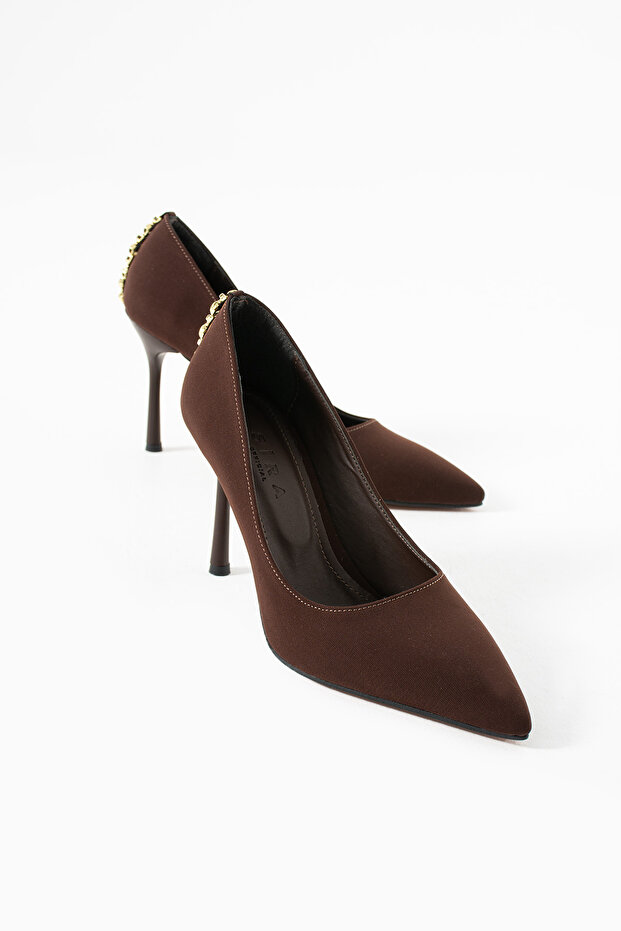 Noir Brown Stiletto Heeled Shoes