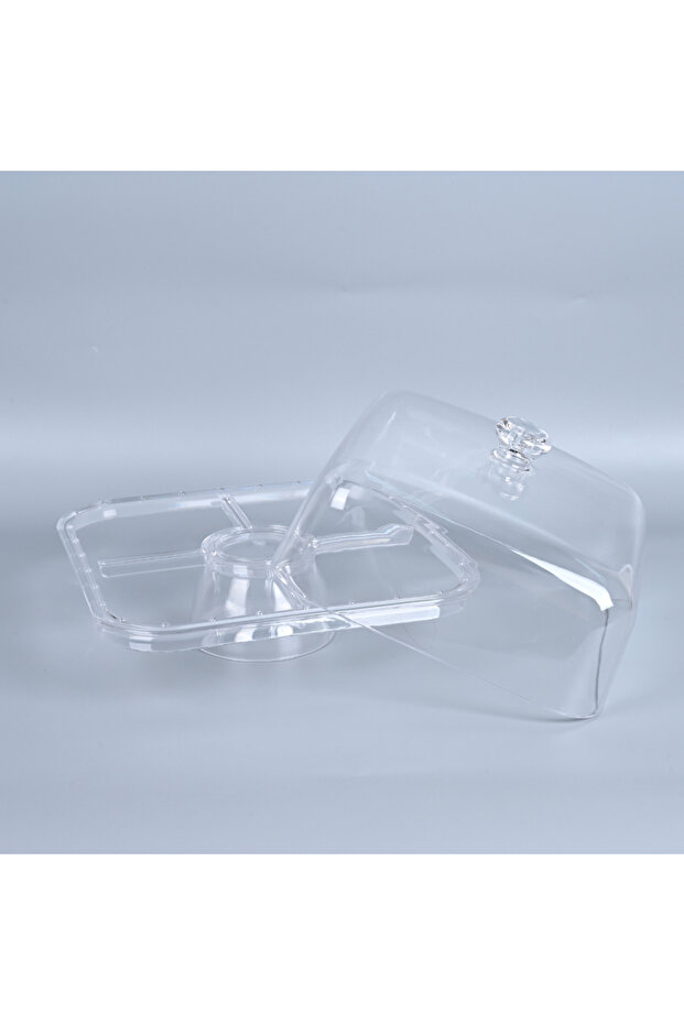 أطباق كيك مربعة شفافة من الأكريليك - 2