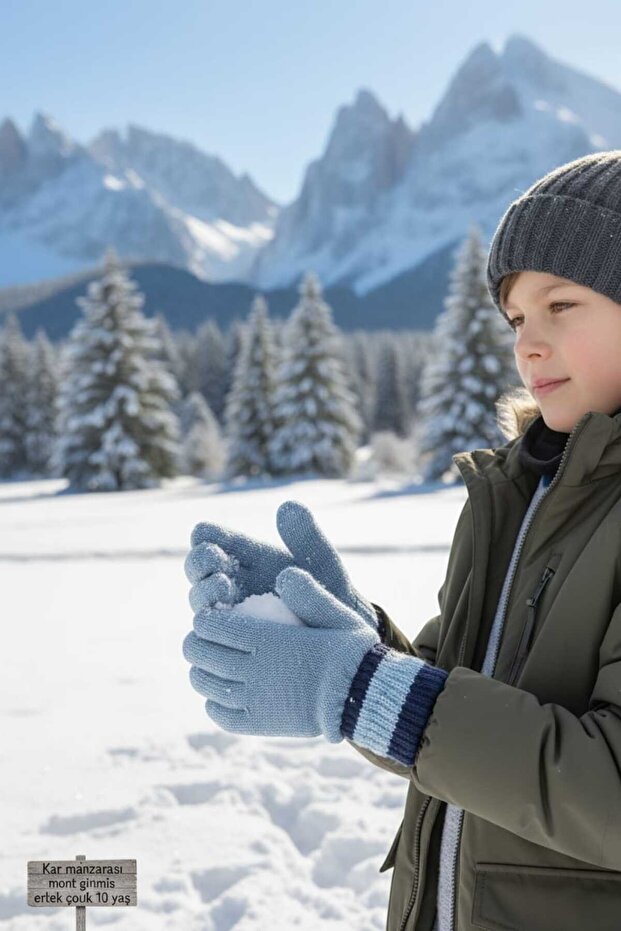 Gray Boys' Gloves Waiter Size 7-12 Years