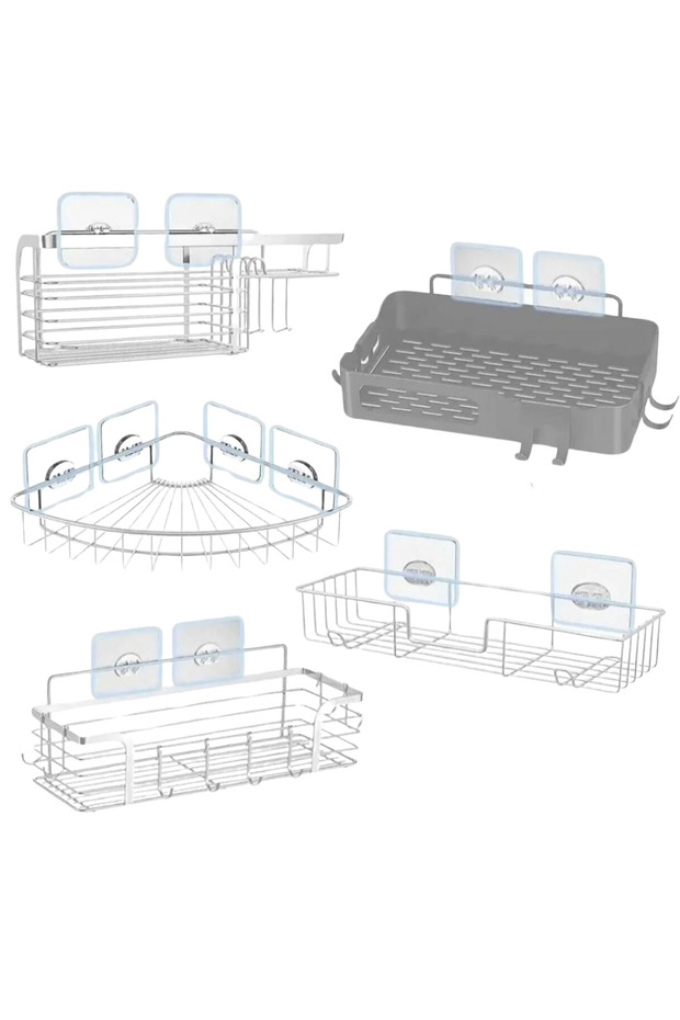 Strong Self Adhesive Hooks Corner Shelf Bathroom Shower Shelf Hook, Waterproof Hanger - 3