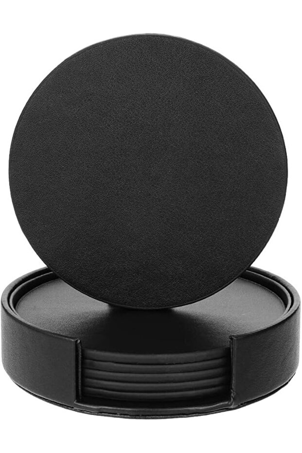 6 Packs PU Leather Coasters Set with Holder