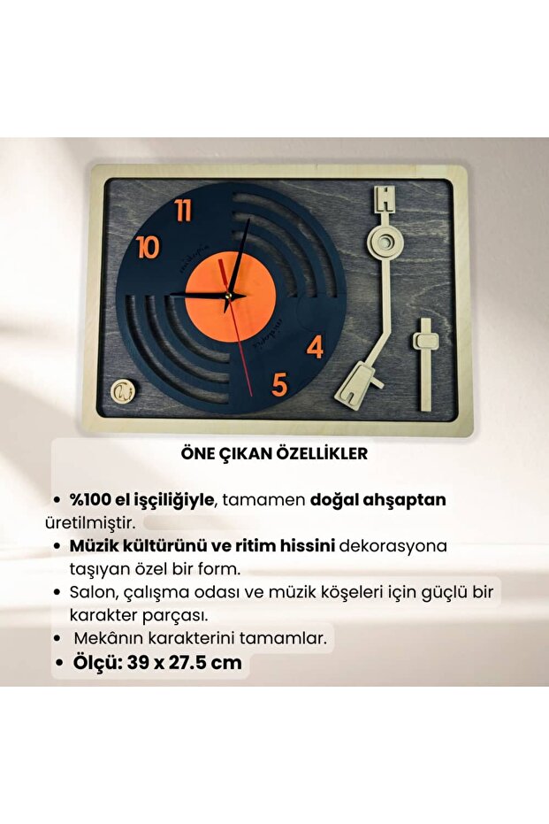 GROOVE CLOCK Ahşap Plak Duvar Saati - 6