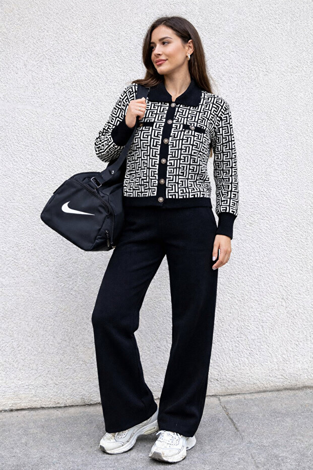 Patterned Crop Knitwear Set - 2