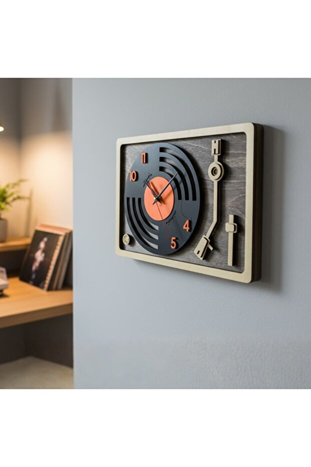 GROOVE CLOCK Ahşap Plak Duvar Saati - 1