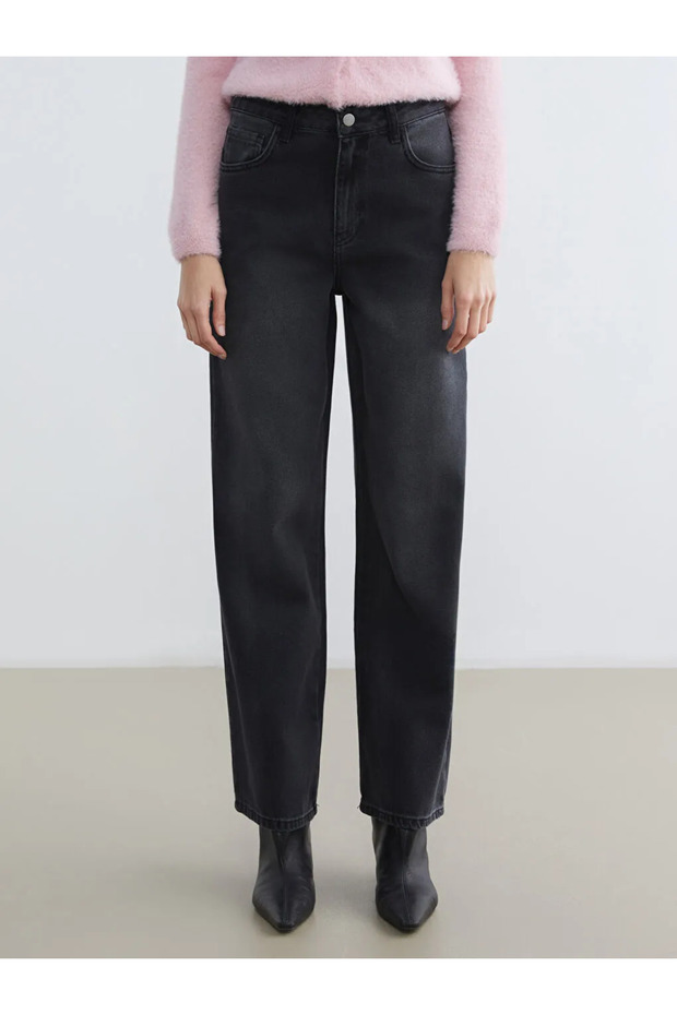 Black Wideleg Women's Jeans - 6