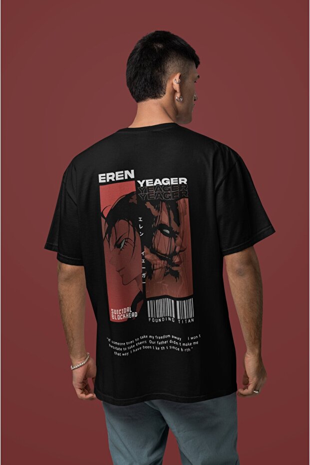 Eren Yeager Attack on Titan Back Printed Unisex Oversized Anime T-Shirt