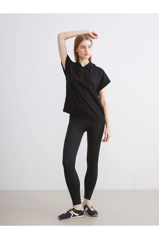 Black High Waist Recovery Women's Sports Leggings - 8