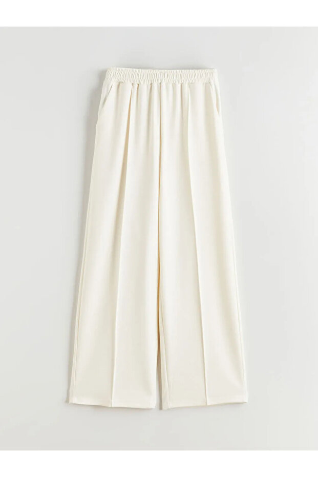 Beige Elastic Waist Soft Touch Women's Sweatpants - 2