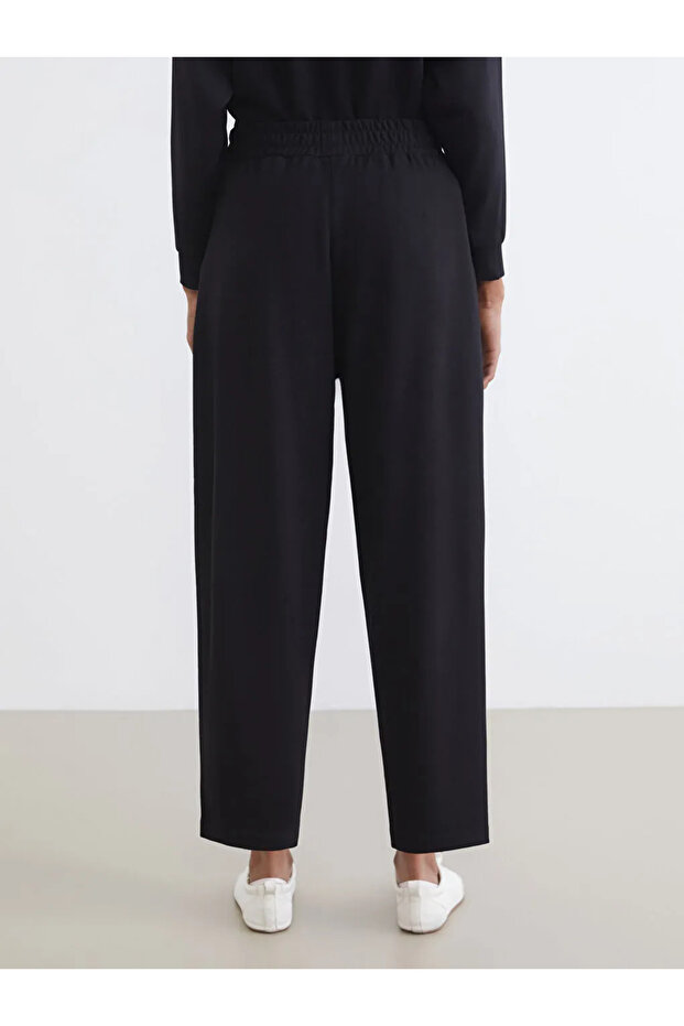 Black Elastic Waist Women's Sweatpants - 3