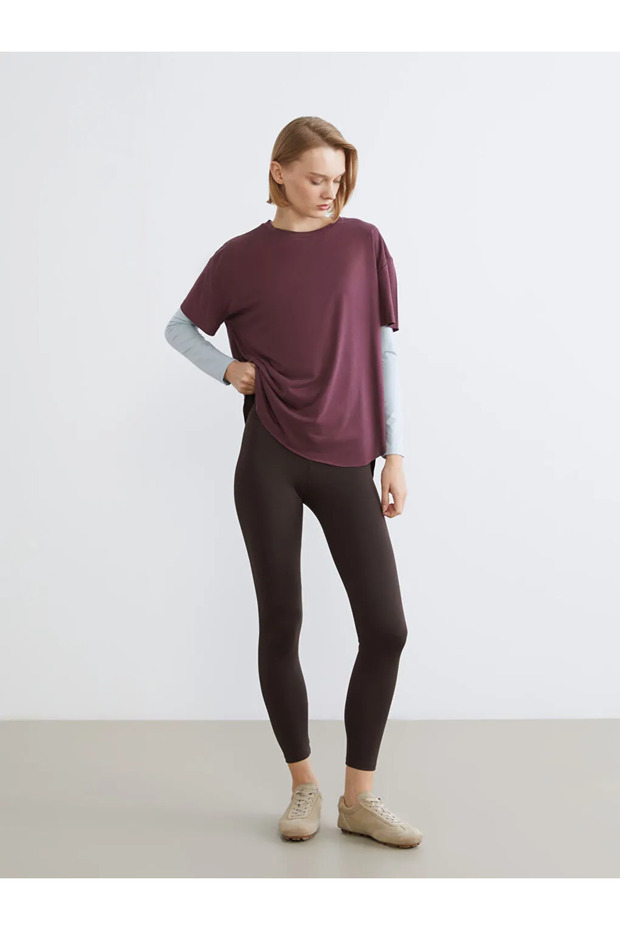 Brown High Waist Shaping / Sculpting Women's Sports Leggings - 4