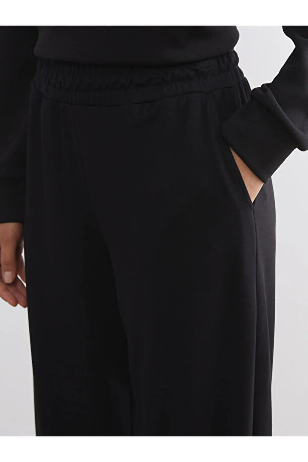 Black Elastic Waist Women's Sweatpants - 4