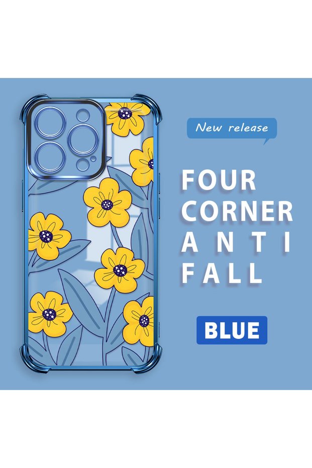 iPhone 16 Pro Compatible Transparent Silicone Case Small Yellow Flower Camera Protection Anti-Shock