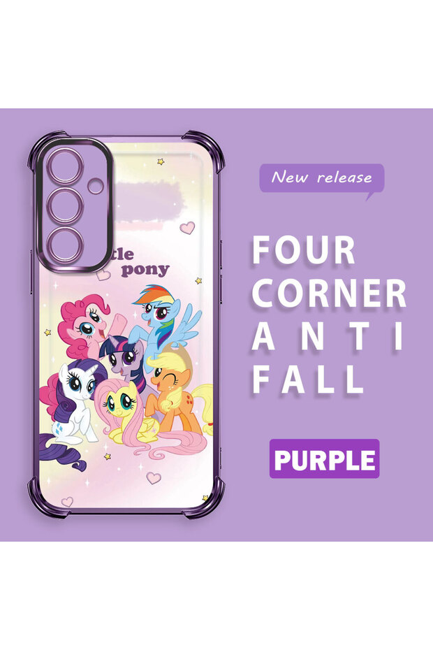 Samsung Galaxy A55 Compatible Transparent Silicone Camera Protection Anti-Shock Pony Pattern Case