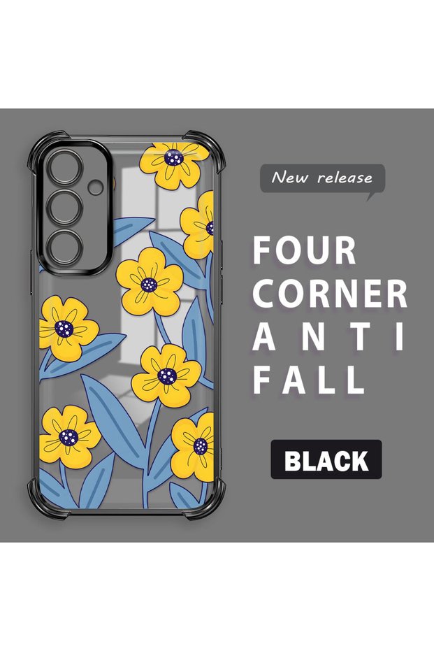 Samsung Galaxy A35 Compatible Transparent Silicone Case Little Yellow Flower Camera Protection Anti-Shock
