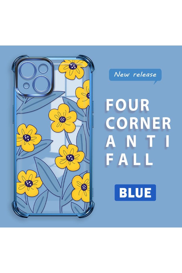 iPhone 15 Compatible Transparent Silicone Case Small Yellow Flower Camera Protection Anti-Shock