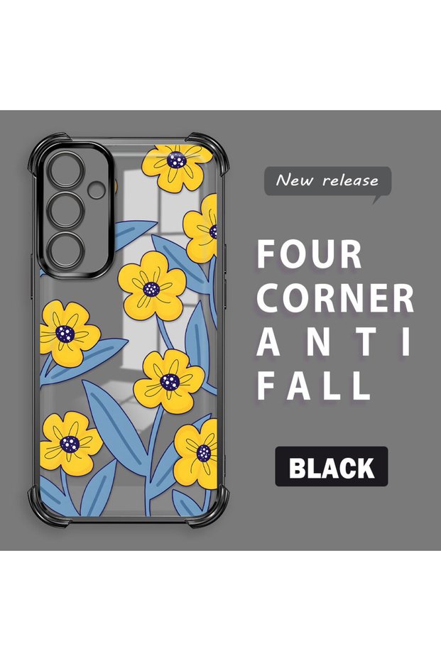 Samsung Galaxy S23 Fe Compatible Transparent Silicone Case Little Yellow Flower Camera Protection Anti-Shock