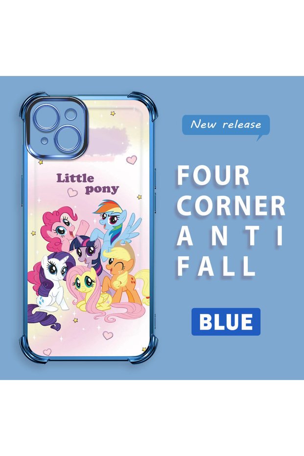 iPhone 14 Plus Compatible Transparent Silicone Camera Protection Anti-Bump Pony Pattern Case