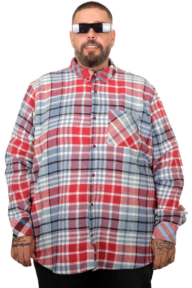 Mode XL Large Size Men's Lumberjack Shirt 25394 Blue - 1