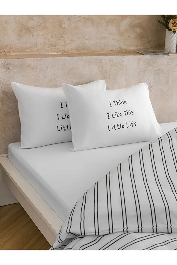 Lcw Home Black Striped Double Duvet Cover Set - 6