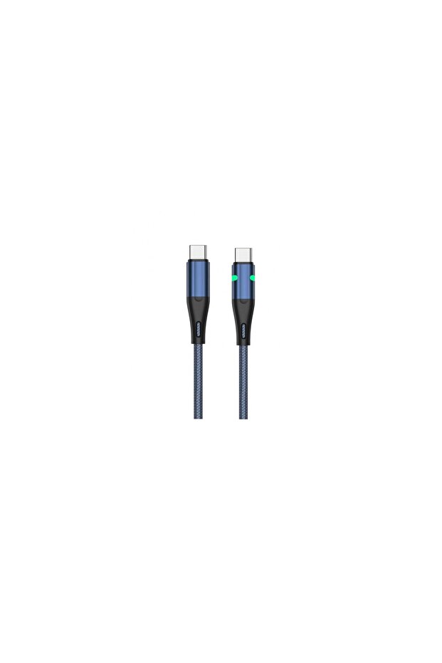 كابل USB-C إلى USB-C للشحن السريع بقدرة 60 واط مع مؤشر LED، رأس من سبائك الألومنيوم، غلاف من النايلون المضفر، طول 1.2 متر