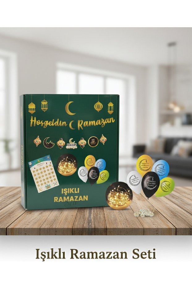Luxury Ramadan Boxed Set with Lighted Welcome Ramadan Printed Balloon and Written Ramadan Activity Calendar