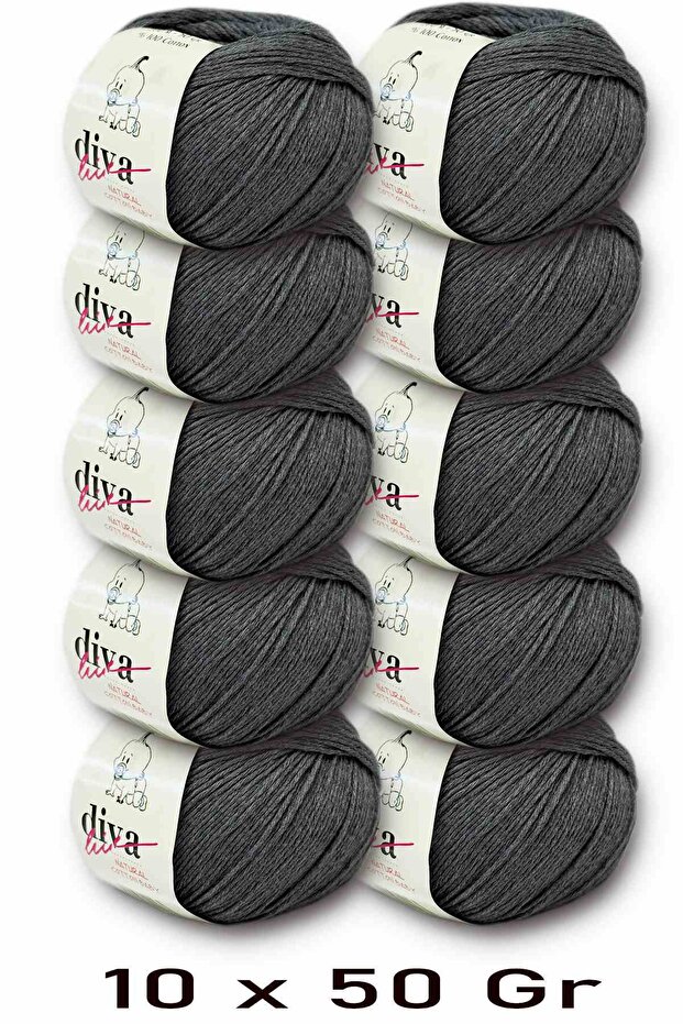 Premium Amigurumi Ipi Punch (Panç) Bebe Soft Cotton 500 Gr (Pack of 10) - Medium Gray