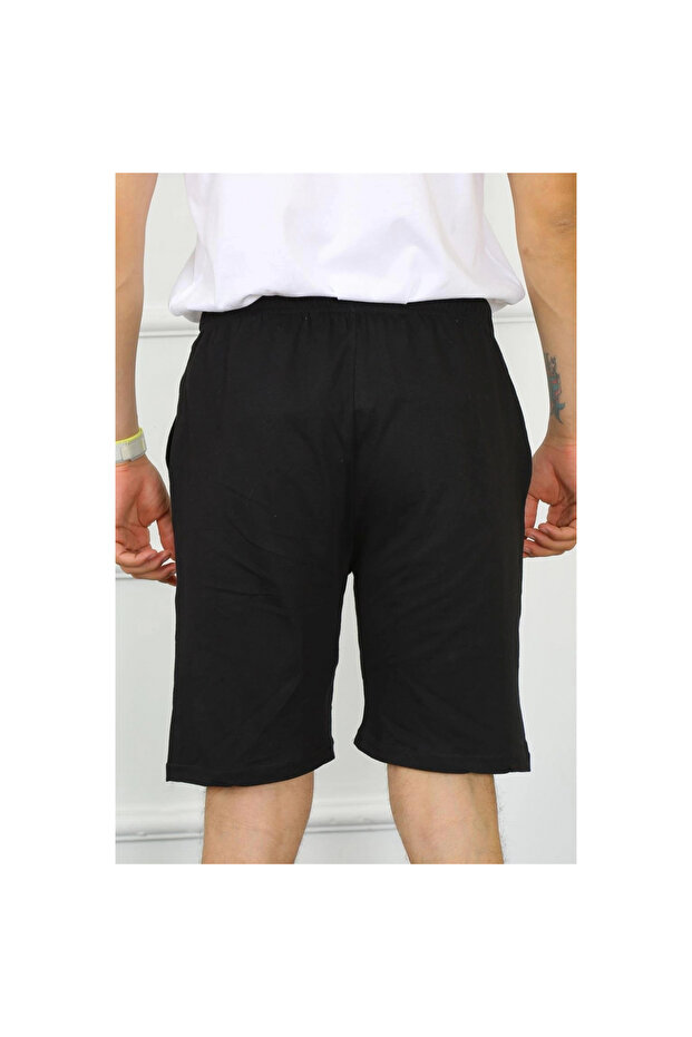 Mi̇ray- Men's Cotton Black Shorts - 4
