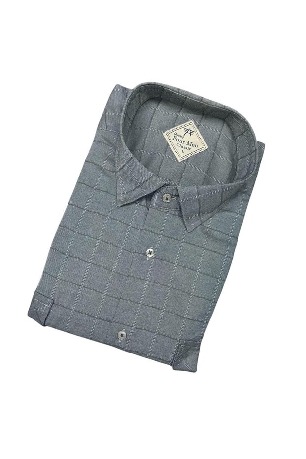 Men's Classic Wide Cut Plaid Double Pocket Long Sleeve Shirt