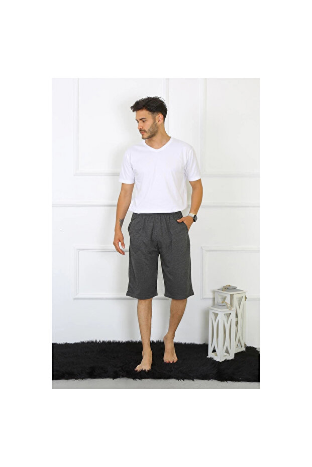 Mi̇ray- Men's Cotton Anthracite Capri Pants - 1