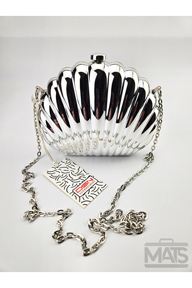 Plastic Tabaka Platinum Chain Strap Evening Dress Bag