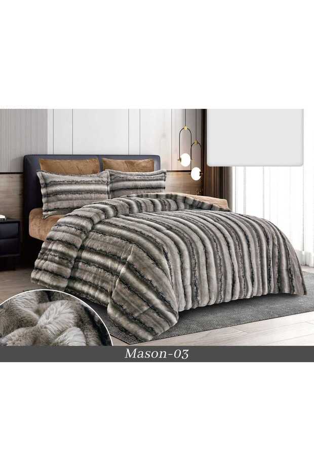 Winter faux fur quilt, 6 pieces - 1